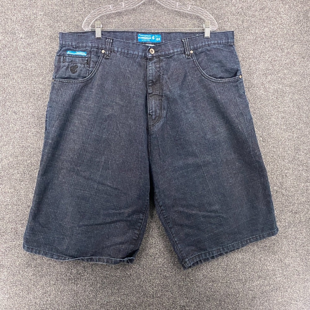 Vintage 90s Roca wear Denim Shorts Mens 44 Blue Wide Leg Embroidered Loose Baggy
